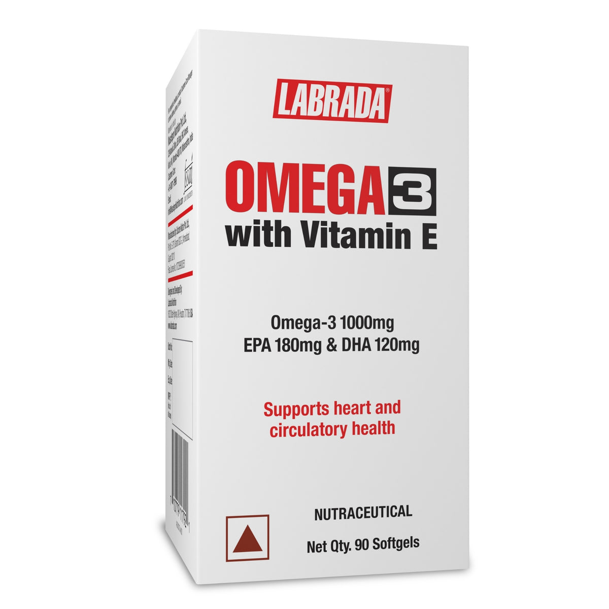 LABRADA OMEGA 3 with Vitamin E, Omega-3 1000 mg EPA 180 mg &amp; DHA 120 m, Fish Oil