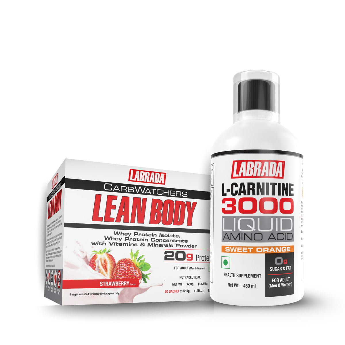 Labrada Leanbody Carbwatchers  20 Sachet Strawberry With Labrada L-Carnitine 450ml