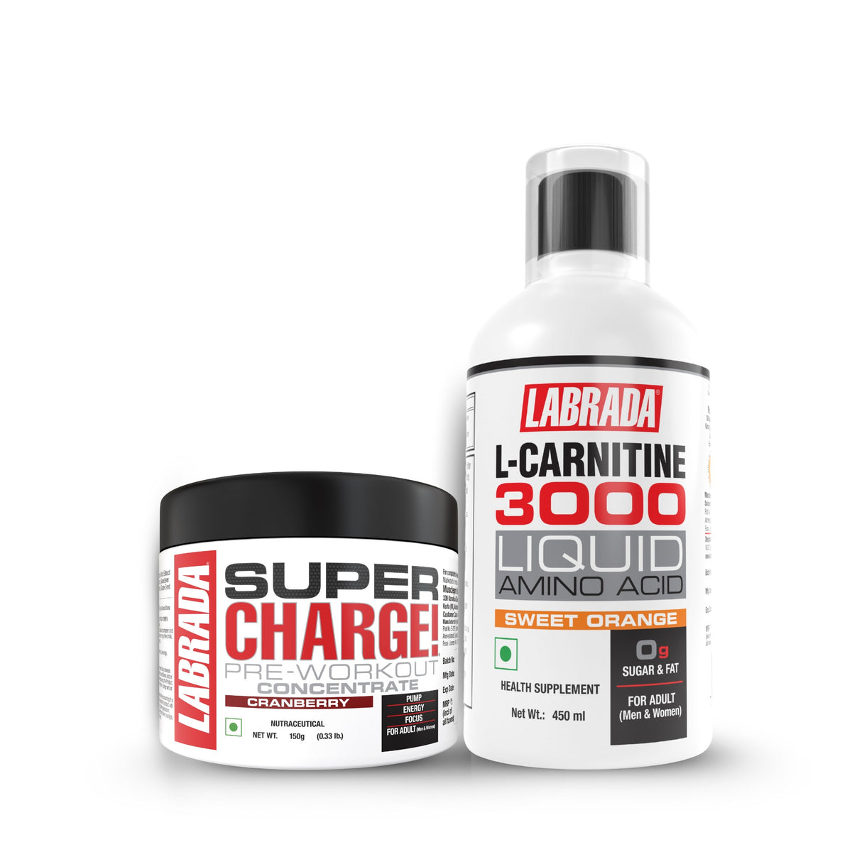 Labrada L-Carnitine 3000mg (Orange) 450ml with Super Charge Pre-Workou - LABRADA INDIA Labrada L-Carnitine 3000mg (Orange) 450ml with Super Charge Pre-Workou - LABRADA INDIA