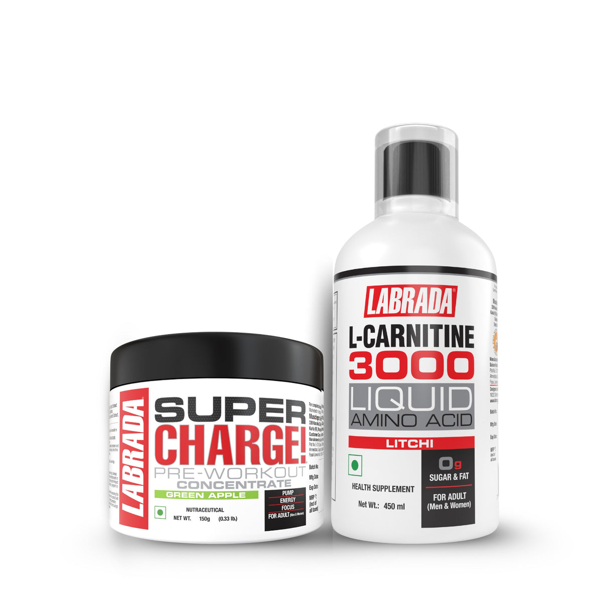 Labrada L-Carnitine 450ml (3000mg) Litchi Flavor + Super Charge Pre-Wo - LABRADA INDIA Labrada L-Carnitine 450ml (3000mg) Litchi Flavor + Super Charge Pre-Wo - LABRADA INDIA