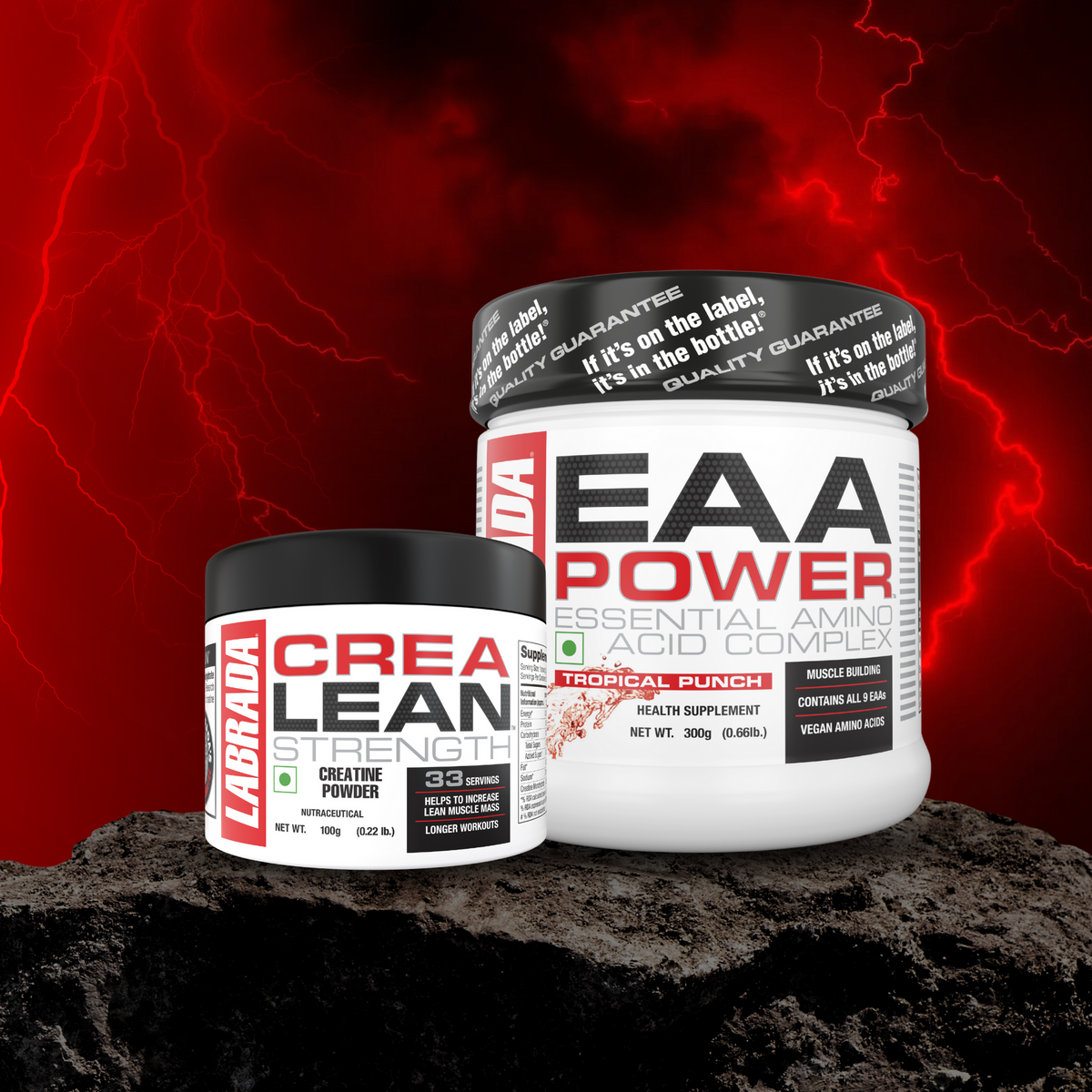 Crealean Strength Creatine 100g Powder With EAA Power Essential Amino Acid Complex 300g