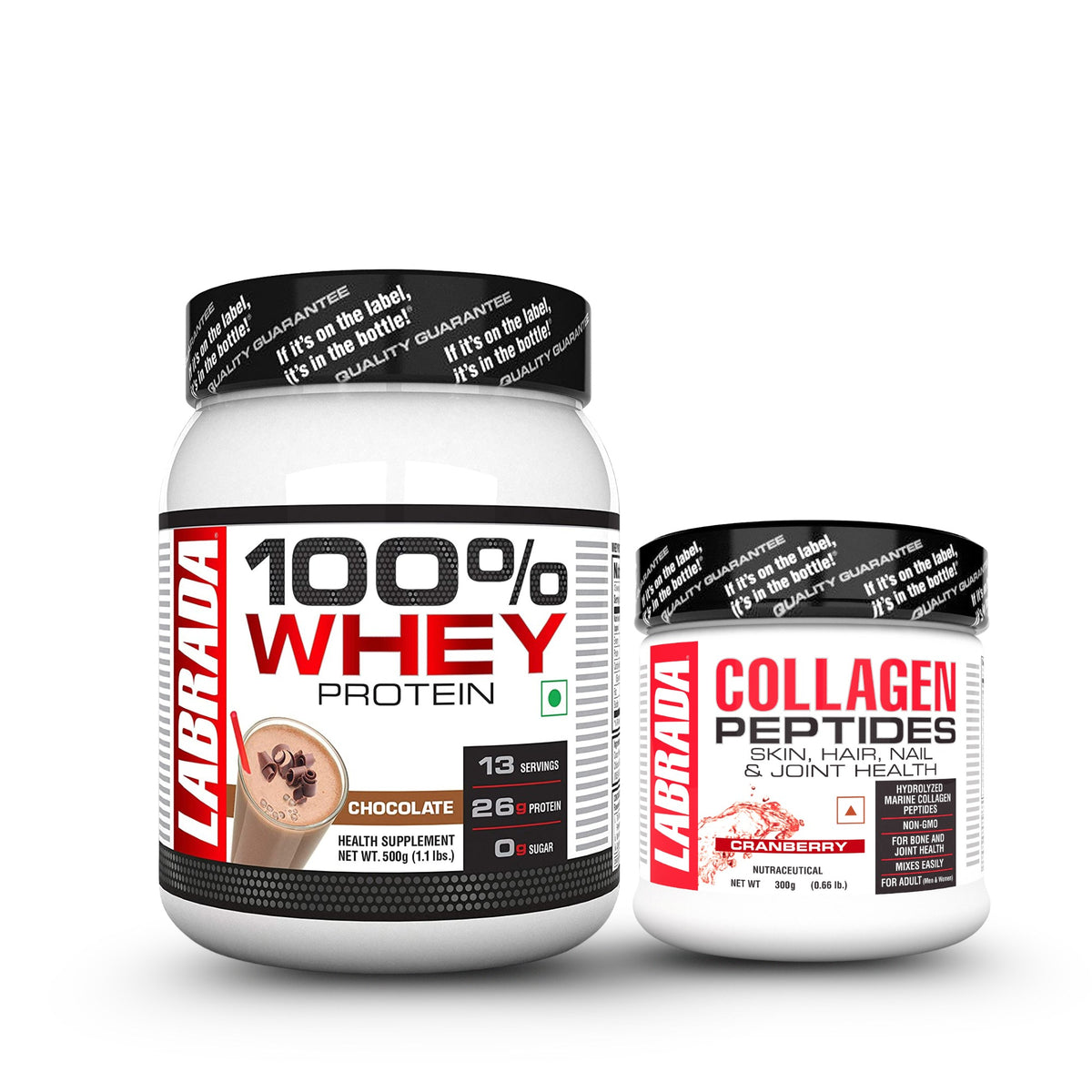 Lab Rada's Labrada 100% Whey Chocolate 500g With Labrada Collagen Peptides 300g
