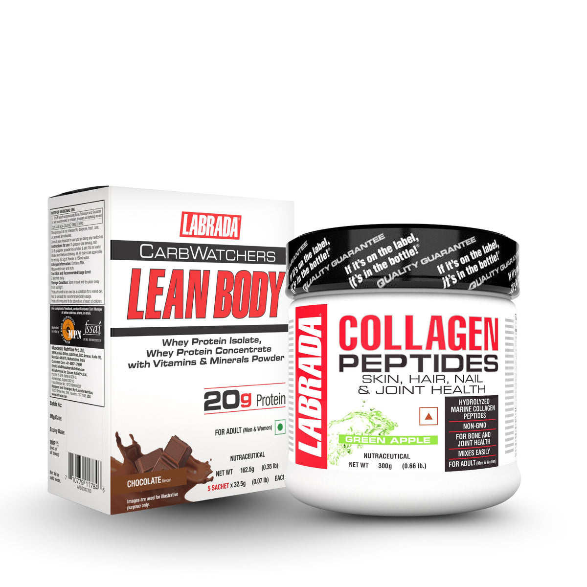 Labrada Lean Body Carb Watchers Chocolate 162.5g with Labrada Collagen 300g