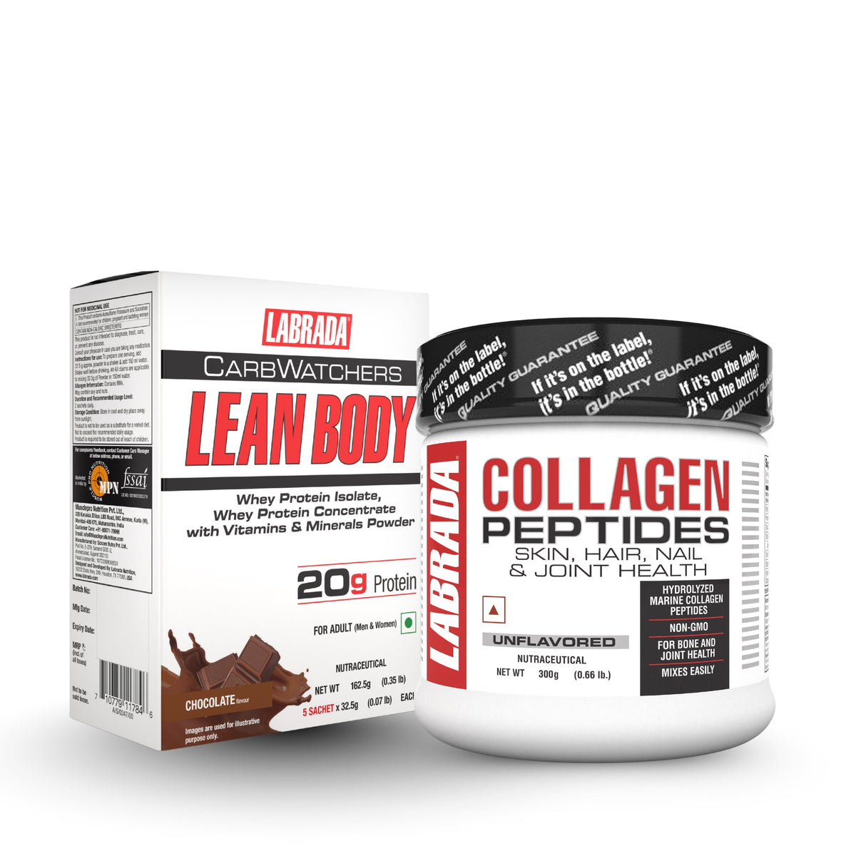 Labrada Lean Body Carb Watchers Chocolate 162.5g with Labrada Collagen 300g