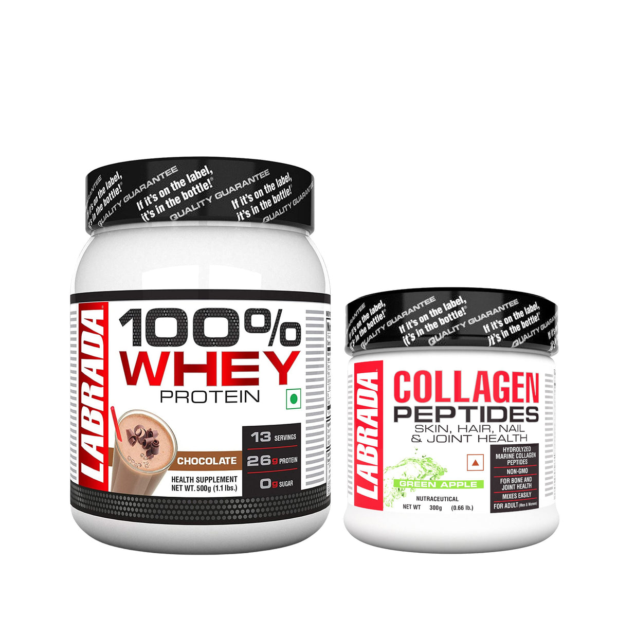 Labrada 100% Whey 1.1lbs Chocolate 500g with Labrada Collagen Peptides 300g