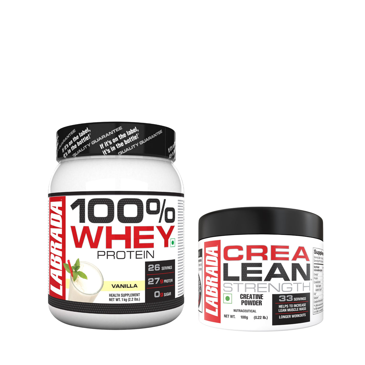 Labrada 100% Whey 2.2 lbs Vanilla 1 kg with Labrada CREALEAN 100g