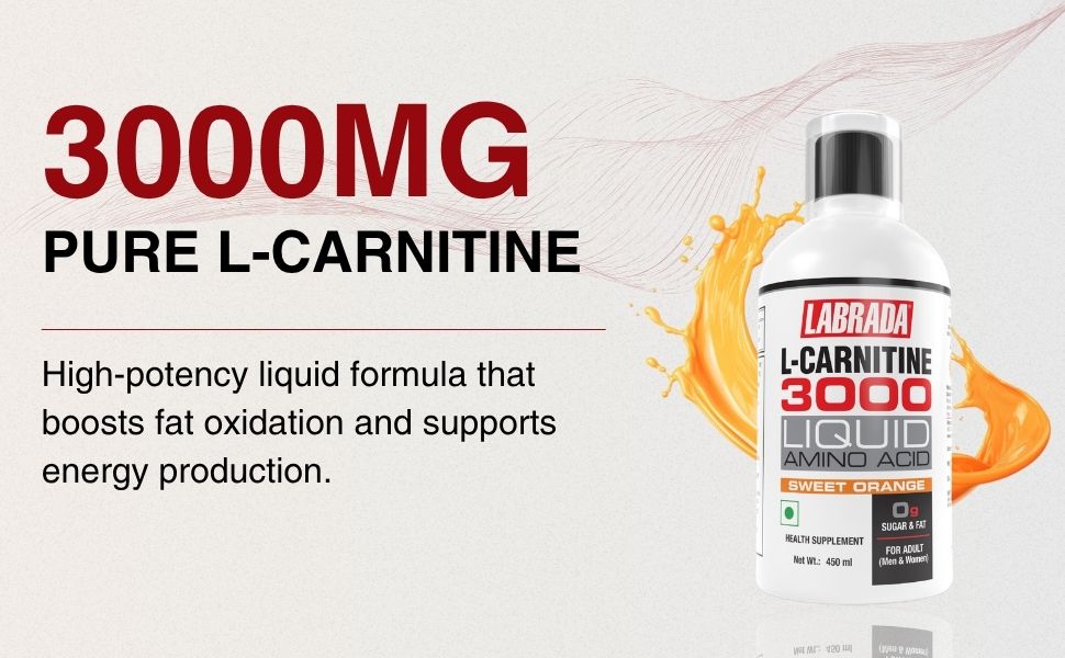Labrada L-Carnitine 3000mg Sweet Orange 450ml + Super Charge Preworkout 150g Combo Pre Workout (600 g, Orange)