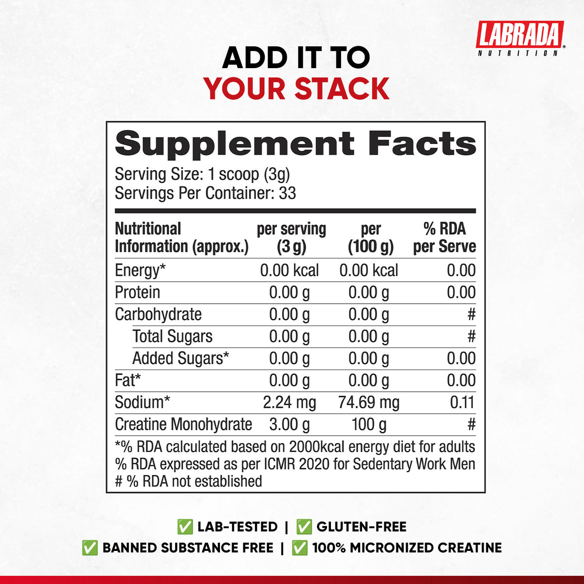 Labrada Super Mass Gainer 500g With Crealean 100g Combo Pack Weight Gainers/Mass Gainers (600 g, Chocolate Ice Cream, Unflavoured)