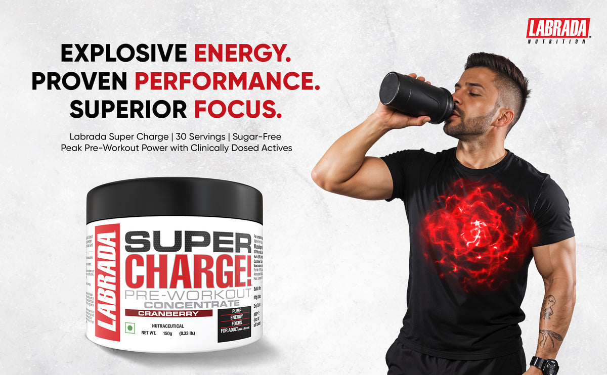 Labrada Super Charge Pre-Workout Concentrate 150g | 30 Servings Pre Workout (150 g, Cranberry) With Labrada EAA Power Essential Amino Acid Complex EAA (Essential Amino Acids) (300 g, Blue Razzberry)
