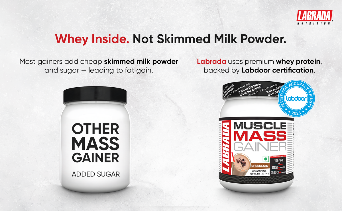 Labrada Muscle Mass Gainer 1kg with Super Charge Pre-Workout 150 Cranberry Weight Gainers/Mass Gainers (1.15 kg, Chocolate)