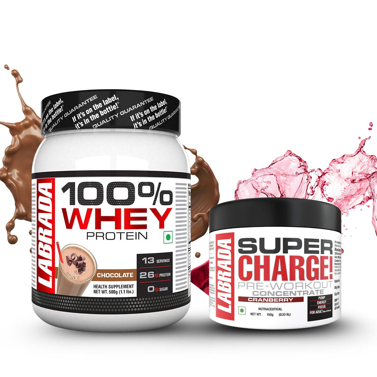 Labrada 100% Whey 1.1lbs Chocolate 500g With Labrada Super charge 150g