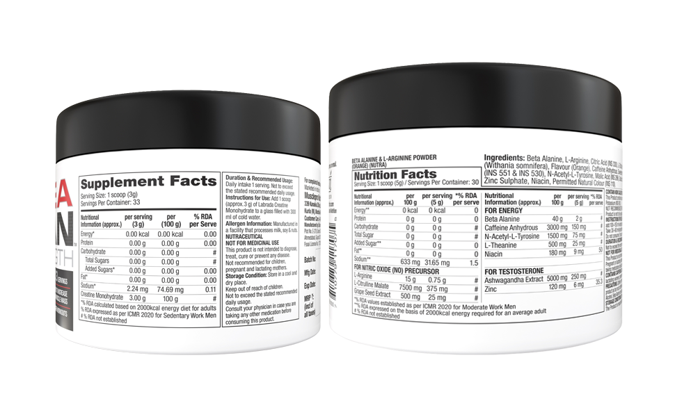 Labrada Super Charge Pre-Workout 150g with CreaLean 100g Creatine (350 g, Orange, unflavoured)