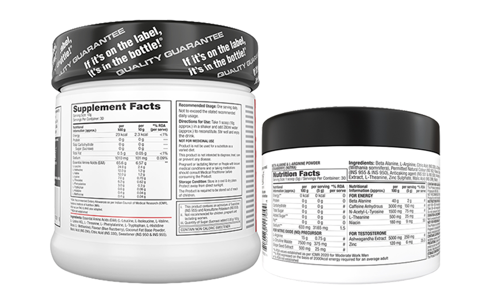 Labrada Super Charge Pre-Workout Concentrate 150g | 30 Servings Pre Workout (150 g, Cranberry) With Labrada EAA Power Essential Amino Acid Complex EAA (Essential Amino Acids) (300 g, Blue Razzberry)