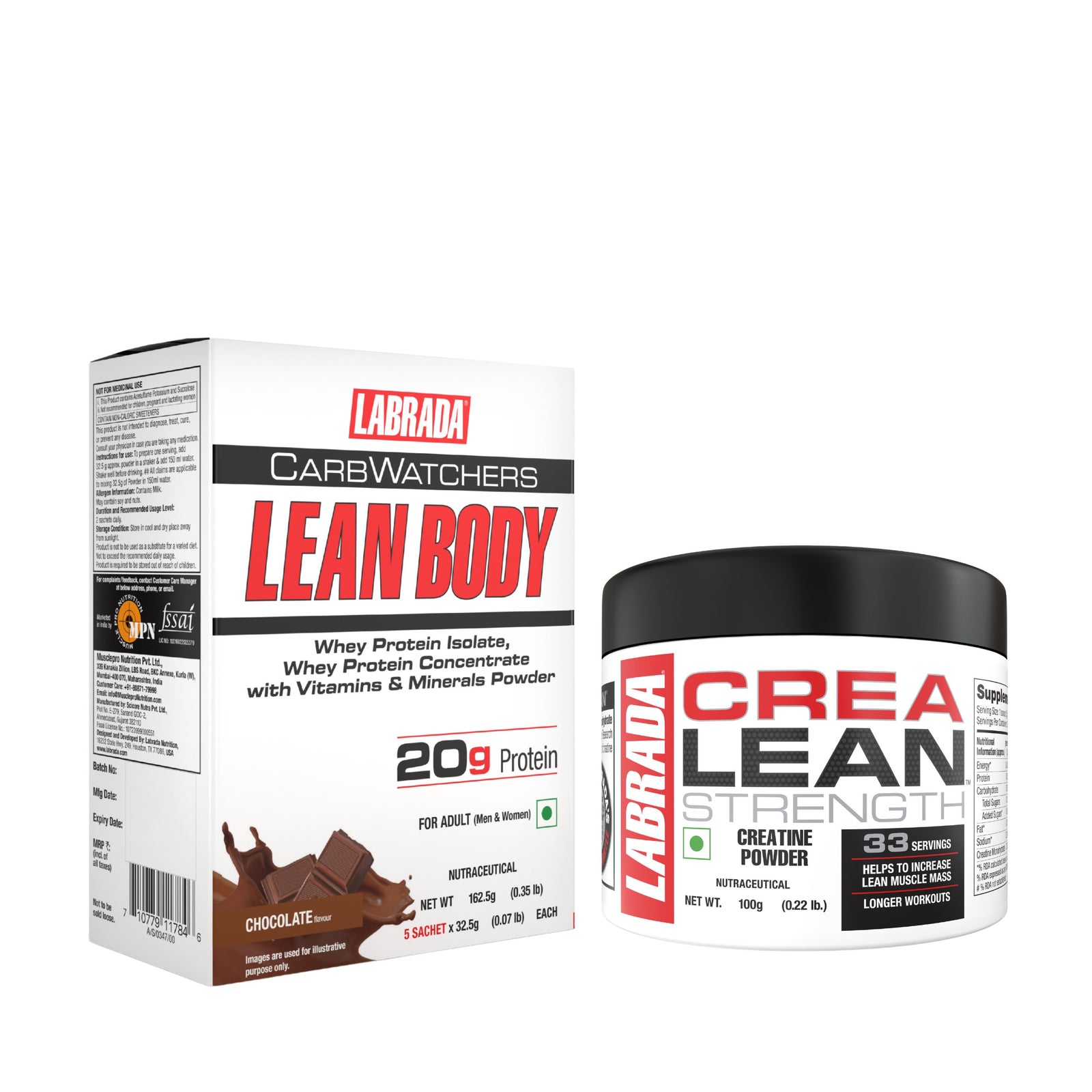 Labrada Lean Body Carb watchers Chocolate 162.5g with Labrada CREALEAN 100g