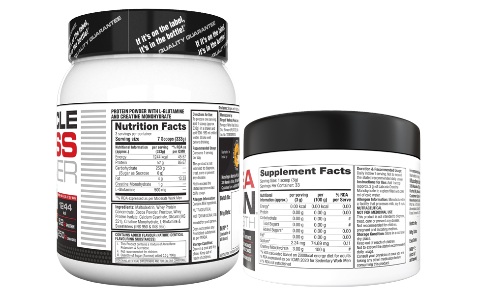 Labrada Muscle Mass Gainer 1kg with CreaLean 100g Weight Gainers/Mass Gainers (1.1 kg, Chocolate, unflavoured)