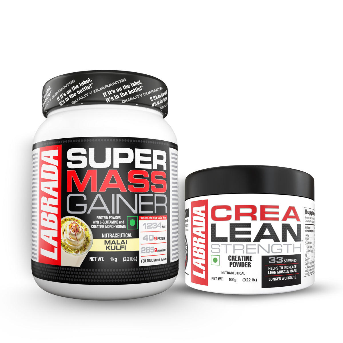 Lab Rada's Labrada Super Mass Gainer 1 kg With Labrada Crealean 100g Unflavoured