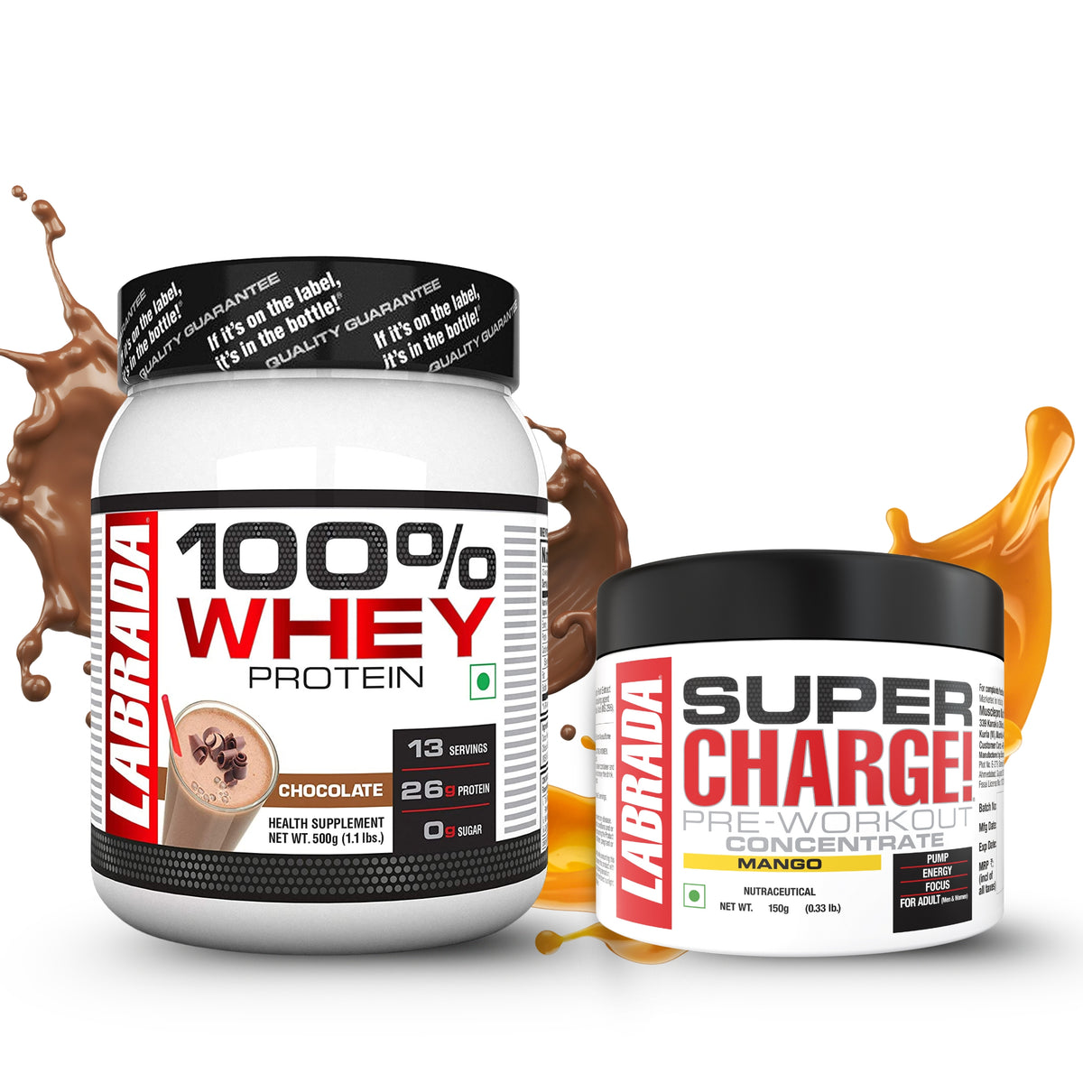 Labrada 100% Whey 1.1lbs Chocolate 500g With Labrada Super charge 150g