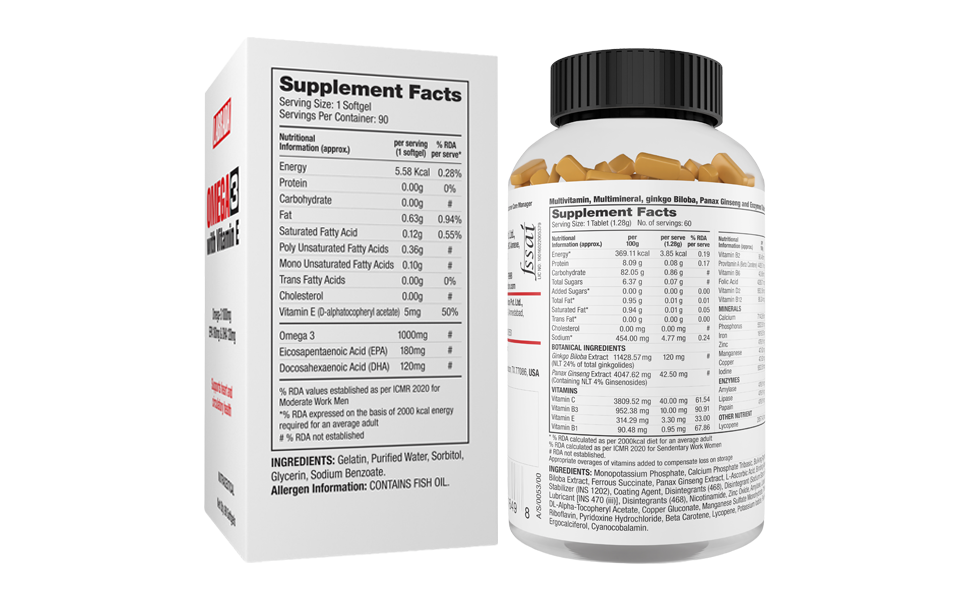 Labrada Omega 3 (90 Softgels) &amp; Multivitamin (60 Tablets ) Combo Pack (150 Tablets)