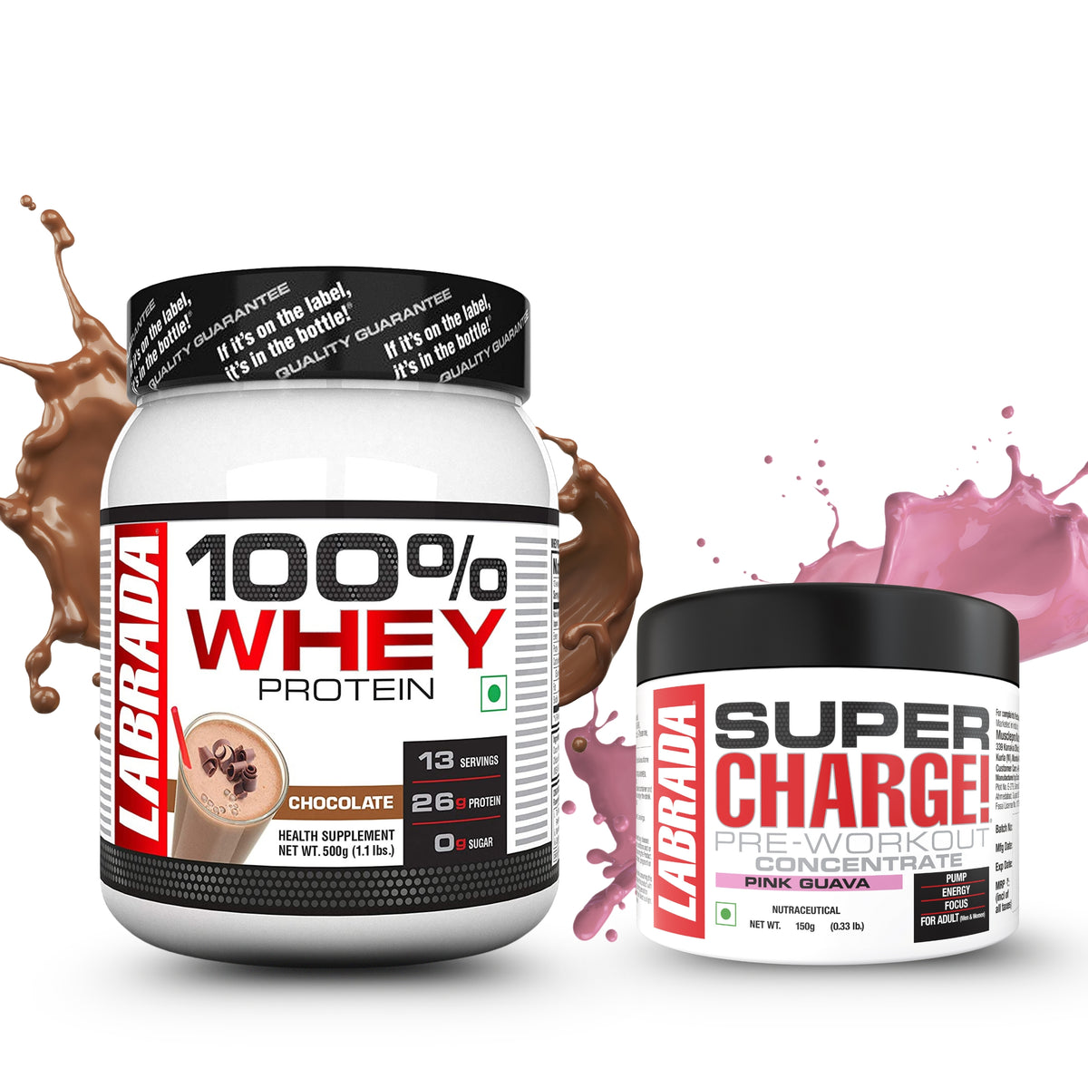 Labrada 100% Whey 1.1lbs Chocolate 500g With Labrada Super charge 150g