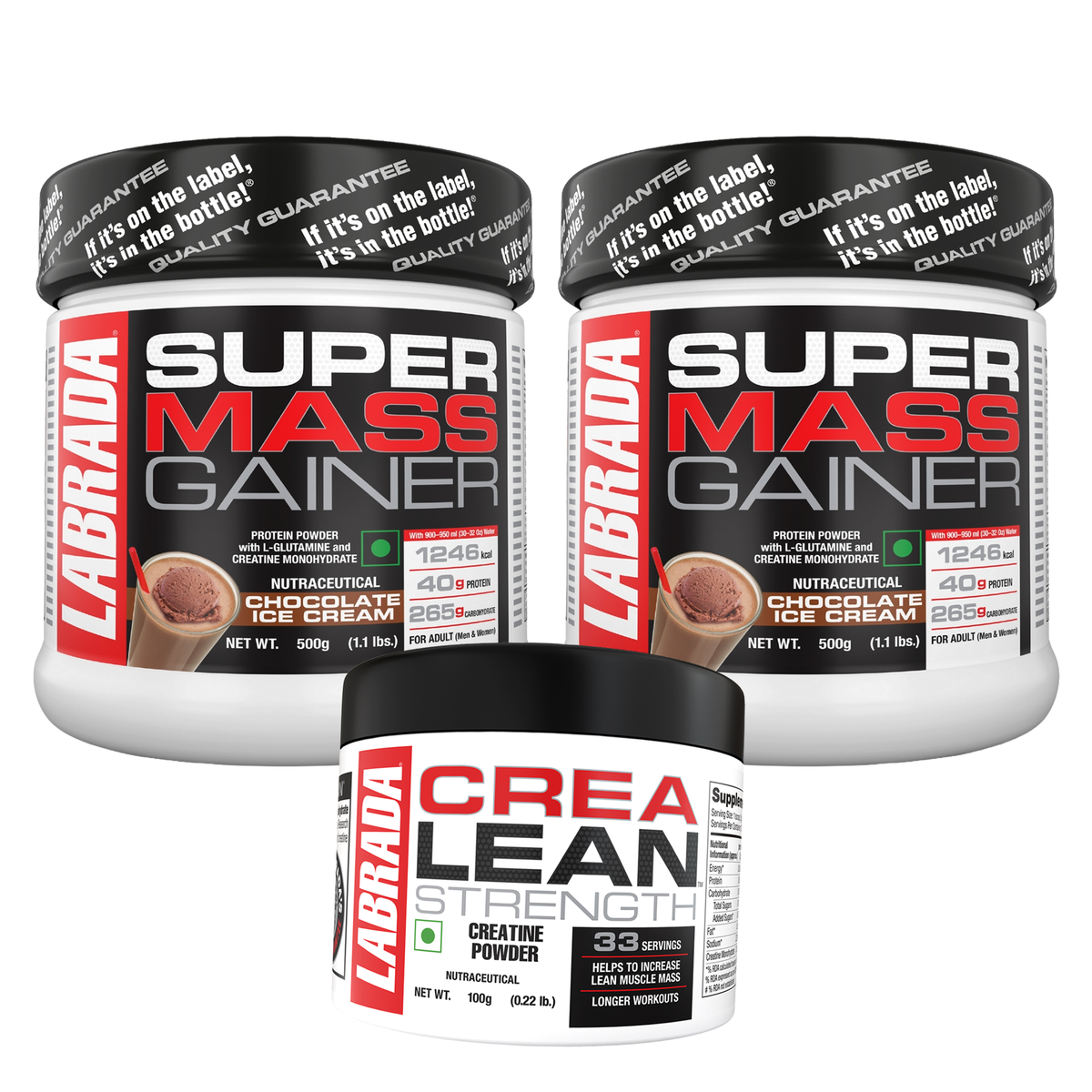SMG (500 GM) Chocolate Ice Cream Pack of 2 With Crealean 100g Combo Pack Weight Gainers/Mass Gainers (600 g, Chocolate Ice Cream, Unflavoured)