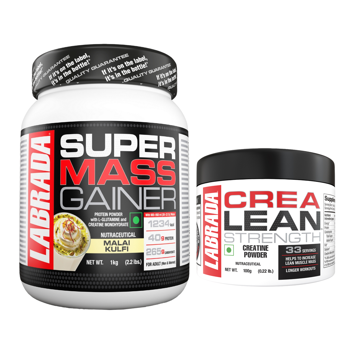 Labrada Super Mass Gainer (1 kg, Malai Kulfi) With Crealean 100g Combo Pack Weight Gainers/Mass Gainers (malai kulfi, Unflavoured)