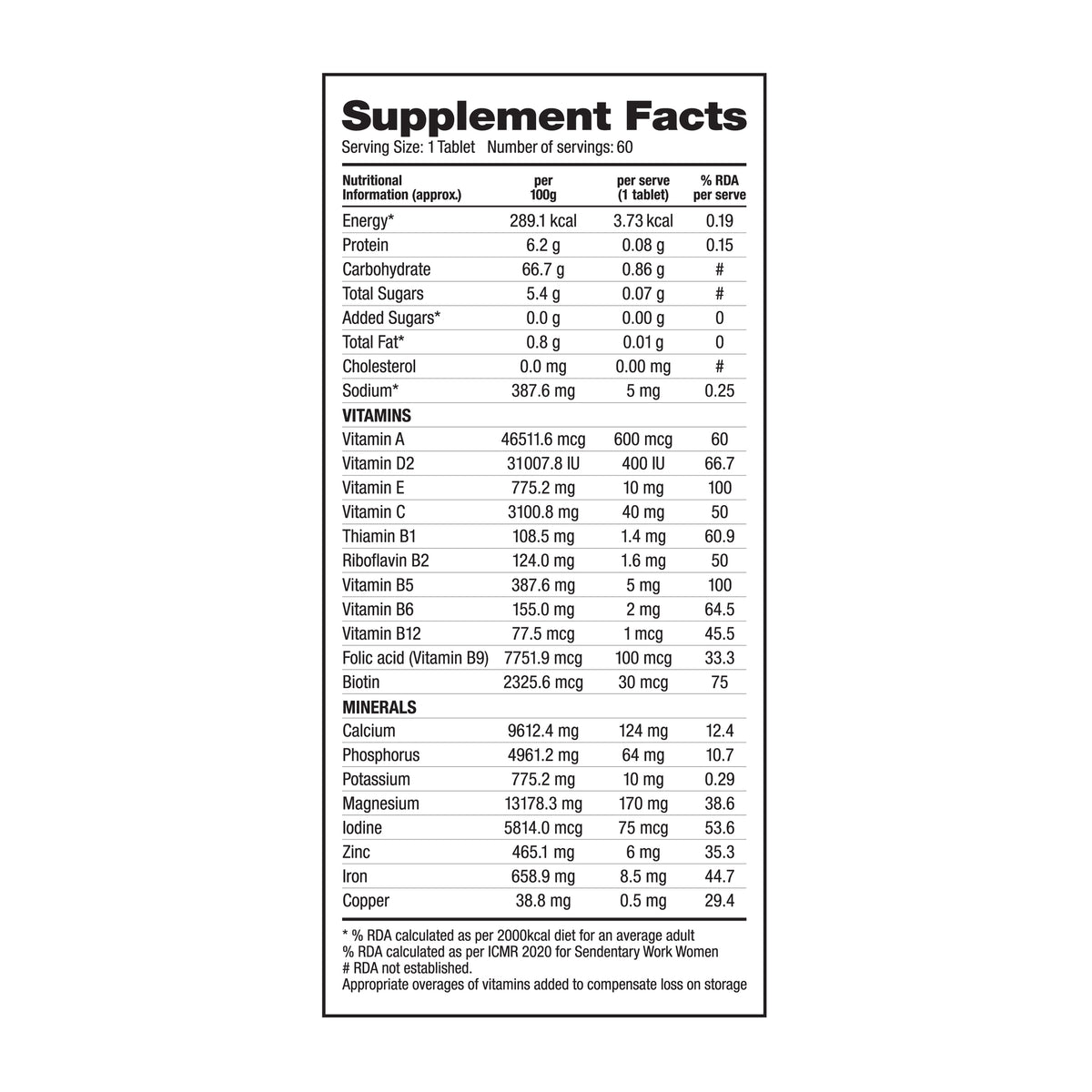 Daily Vitamin – 60 Tablets – Health &amp; Immunity Booster