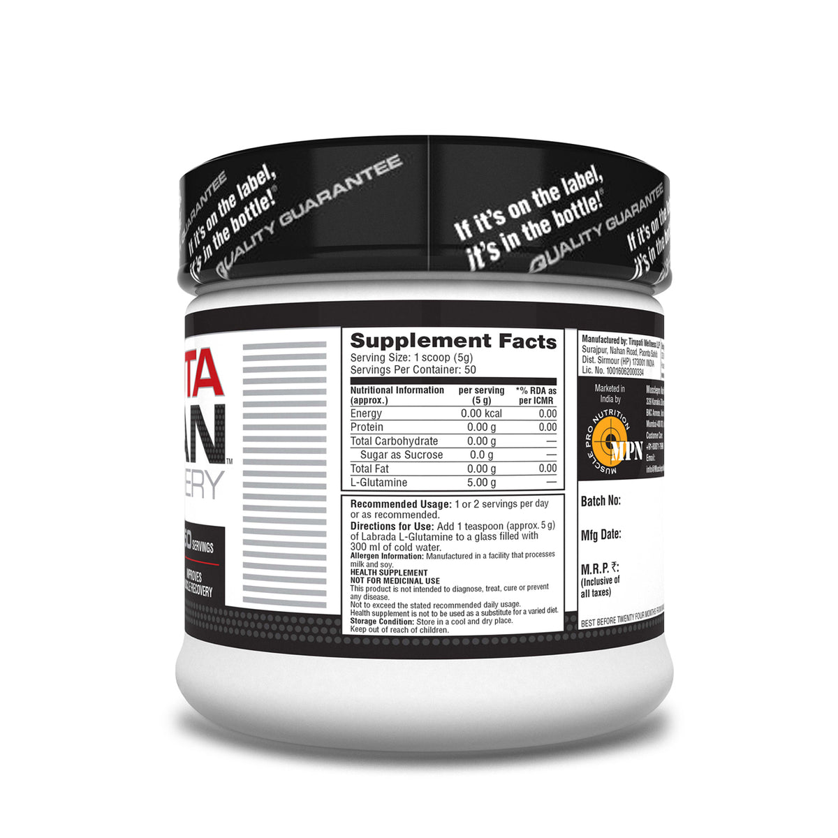 GlutaLean Recovery - L-Glutamine Powder