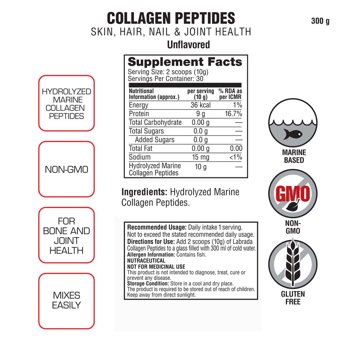 Marine Collagen Peptides 300g